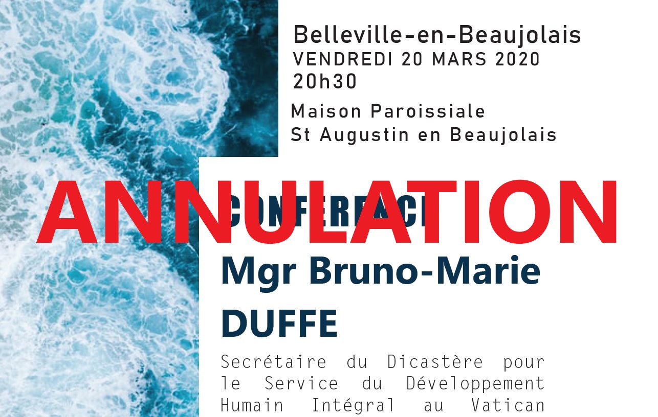 Annulation Conférence sur l’écologie intégrale – Vendredi 20 Mars 2020